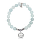 Friendship Heart Charm with Blue Aquamarine Jade Gemstone Bracelet