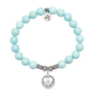 Friendship Heart Charm with Blue Turquoise Gemstone Bracelet