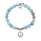 Friendship Heart Charm with Larimar Jasper Gemstone Bracelet