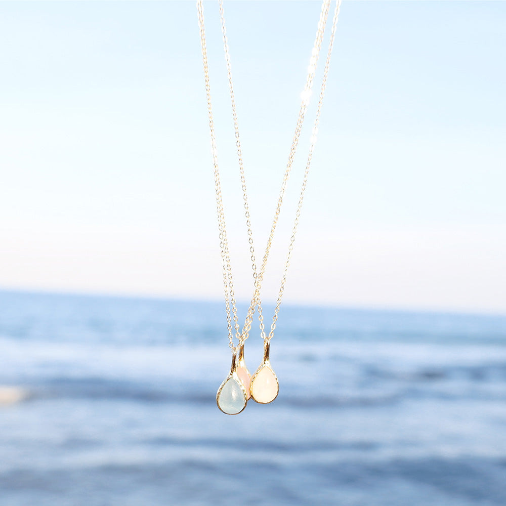 Gemstone Collection: Rose Quartz Stone Charm Necklace