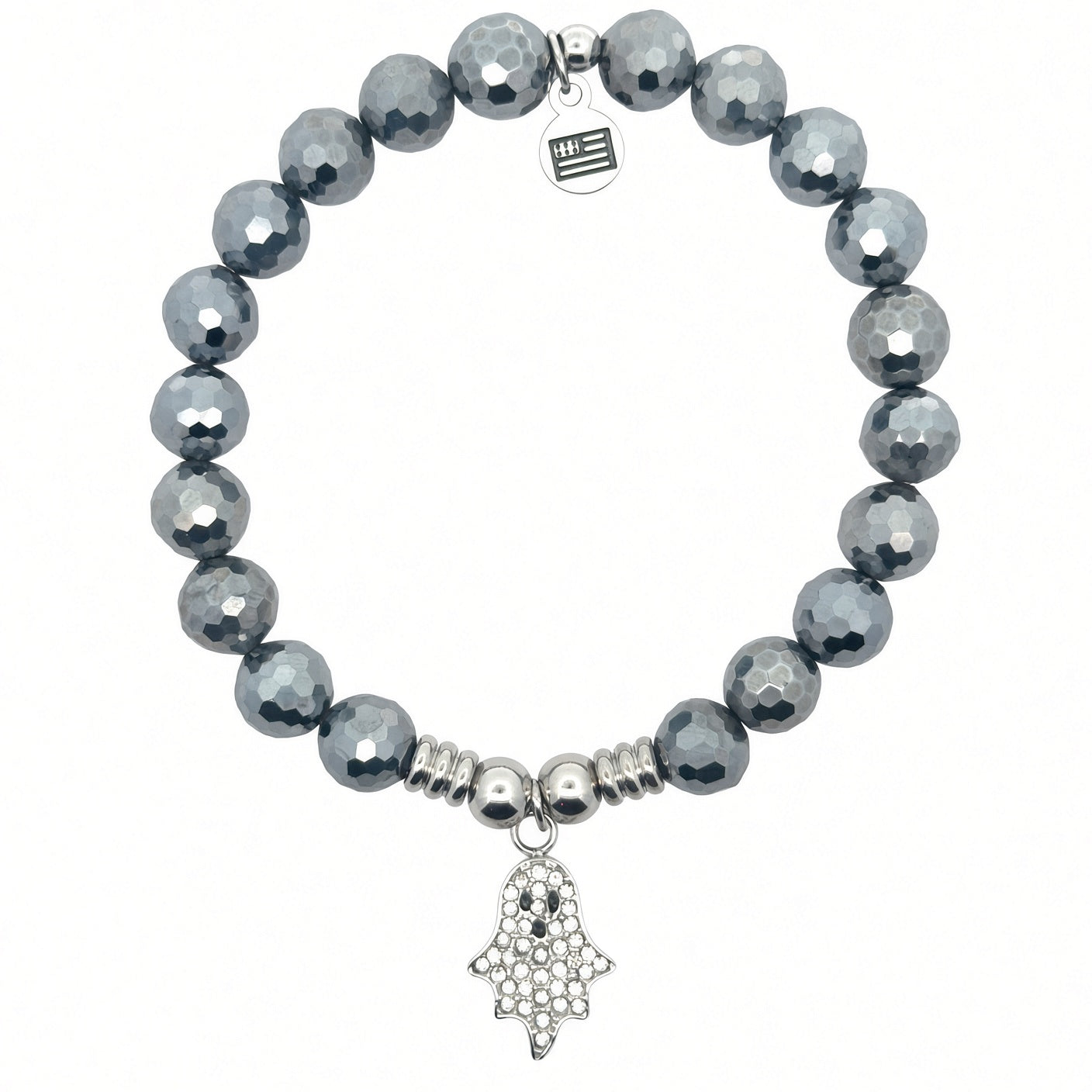 Ghost Charm with Blue Aquamarine Jade Gemstone Bracelet Faire - T