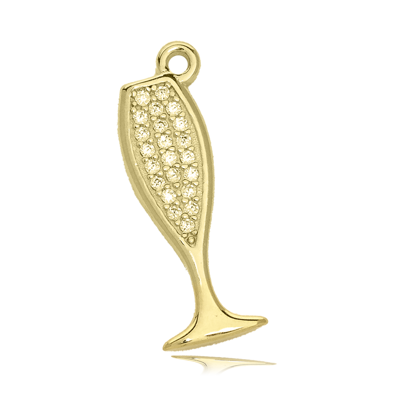 Gold Charm Collection - Amethyst Citrine Gemstone Bracelet with Cheers Gold Charm