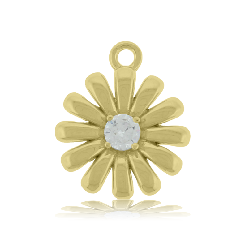 Gold Charm Collection - Amethyst Citrine Gemstone Bracelet with Daisy Gold Charm