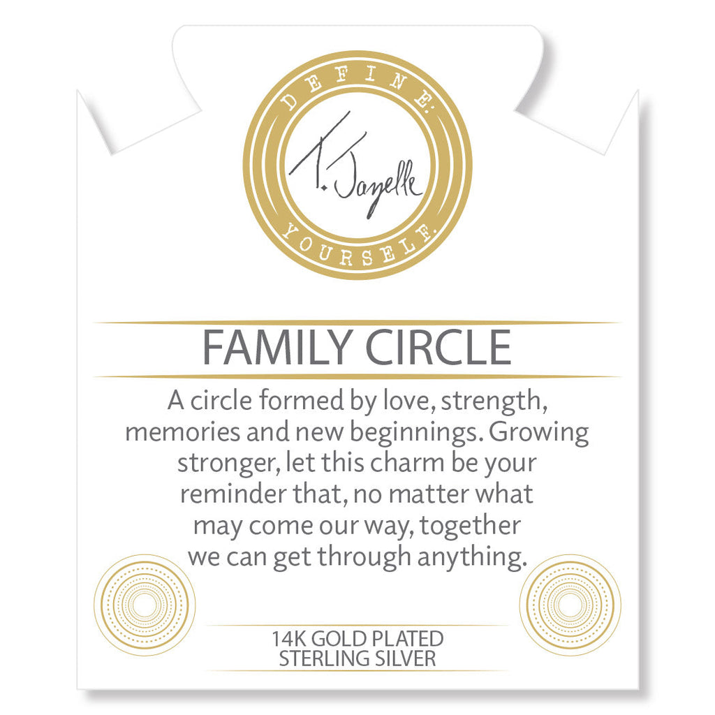 Gold Charm Collection - Amethyst Citrine Gemstone Bracelet with Family Circle Gold Charm