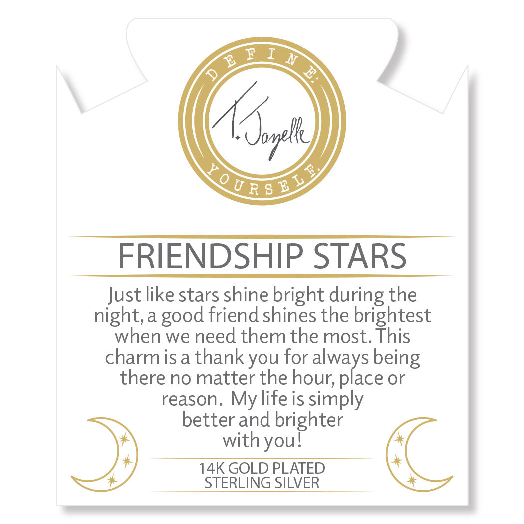 Gold Charm Collection - Amethyst Citrine Gemstone Bracelet with Friendship Stars Gold Charm