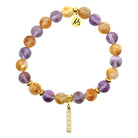 Gold Charm Collection - Amethyst Citrine Gemstone Bracelet with Intentions Gold Charm