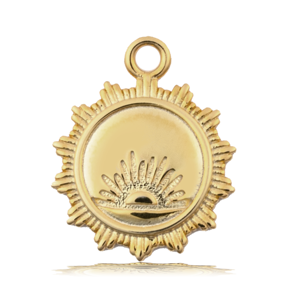 Gold Charm Collection - Amethyst Citrine Gemstone Bracelet with Sunsets Gold Charm