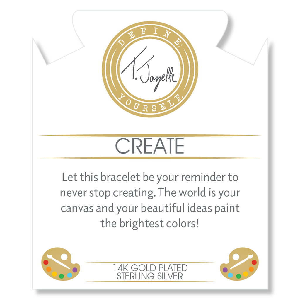 Gold Charm Collection - Aqua Amazonite Gemstone Bracelet with Create Gold Charm