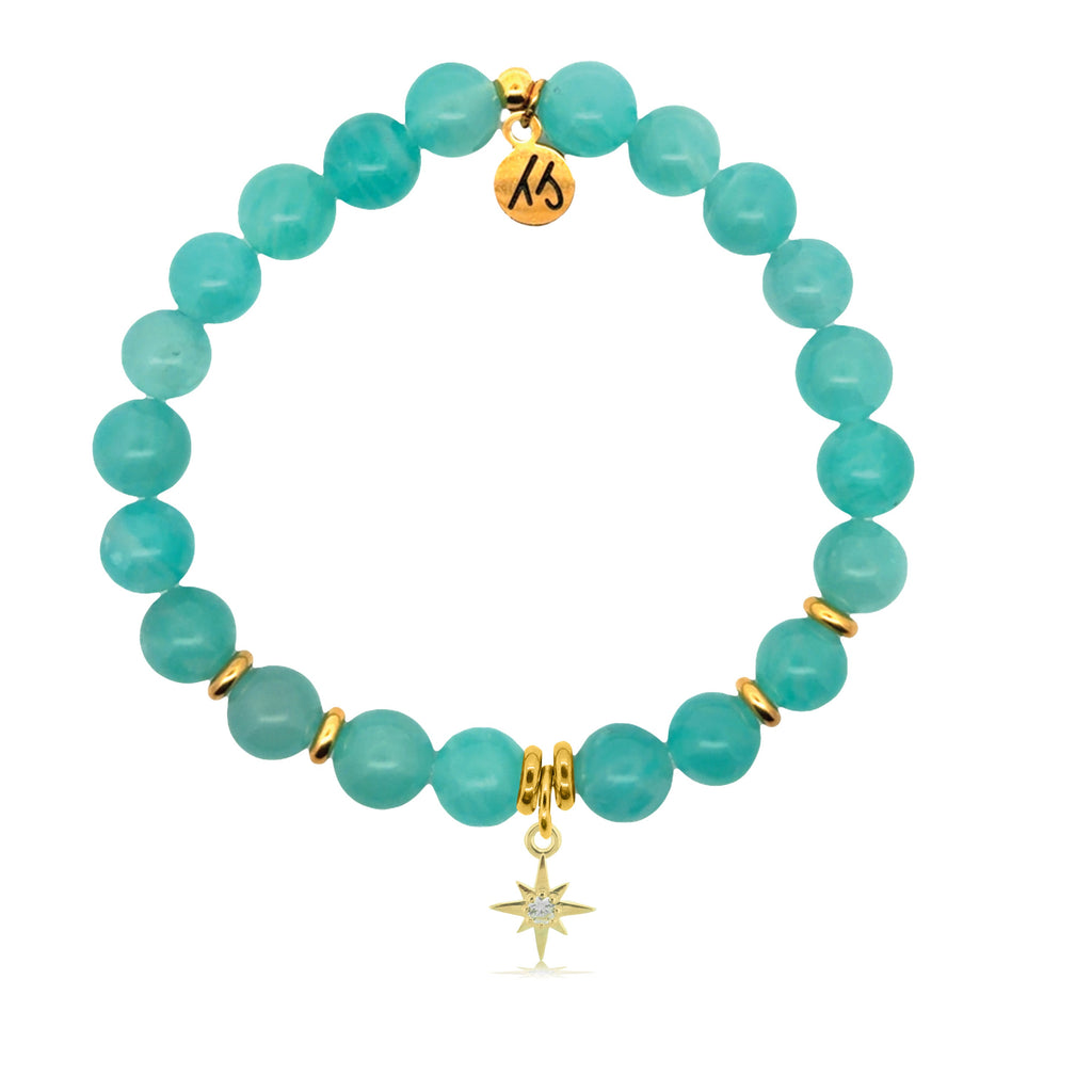 Gold Charm Collection - Aqua Amazonite Gemstone Bracelet with Its Your Year Gold Charm
