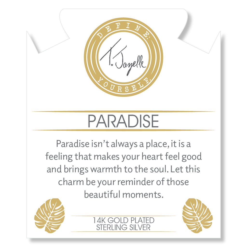 Gold Charm Collection - Aqua Amazonite Gemstone Bracelet with Paradise Gold Charm