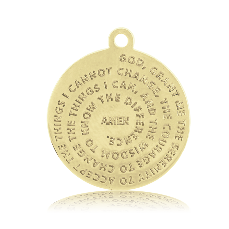 Gold Charm Collection - Aqua Amazonite Gemstone Bracelet with Serenity Prayer Gold Charm