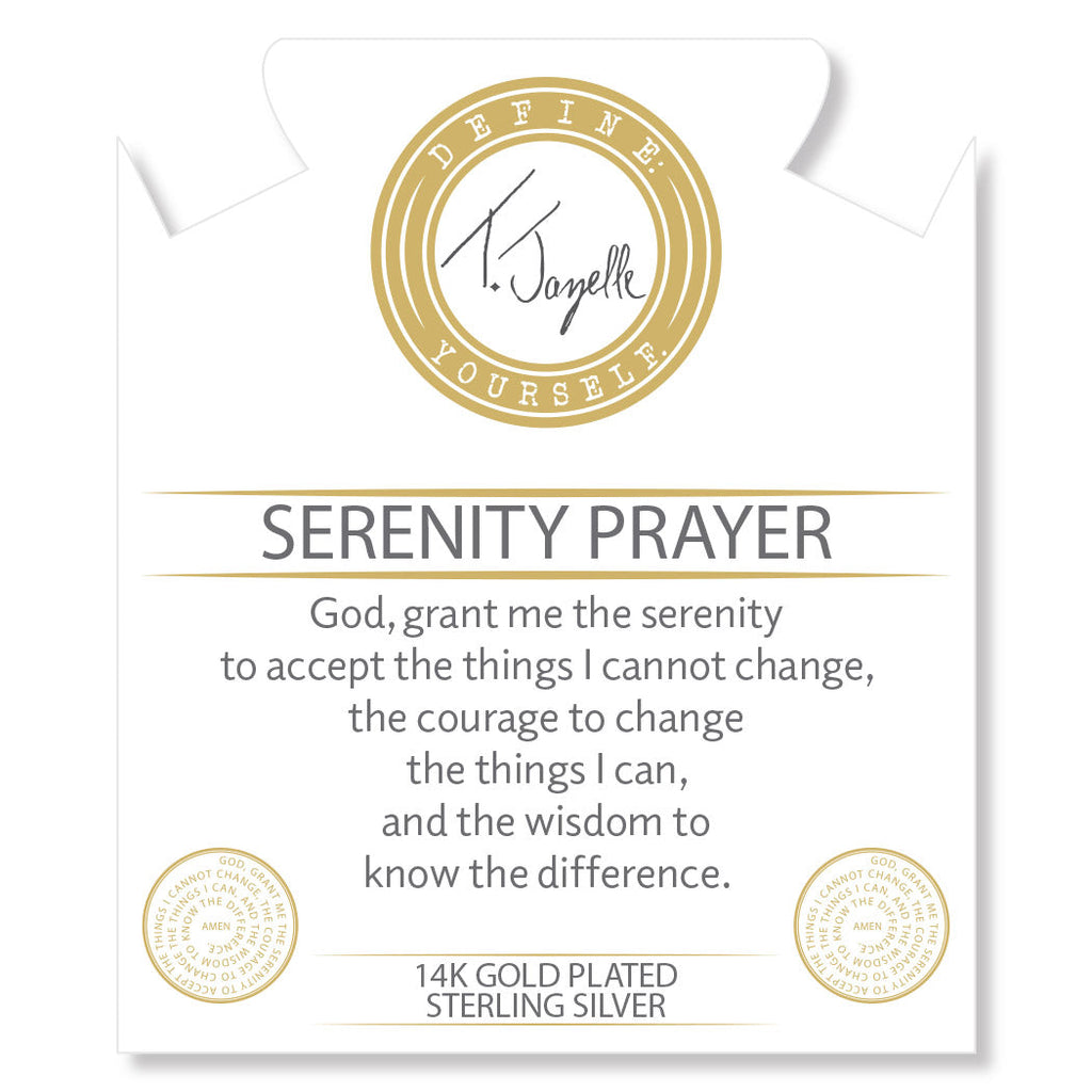 Gold Charm Collection - Aqua Amazonite Gemstone Bracelet with Serenity Prayer Gold Charm