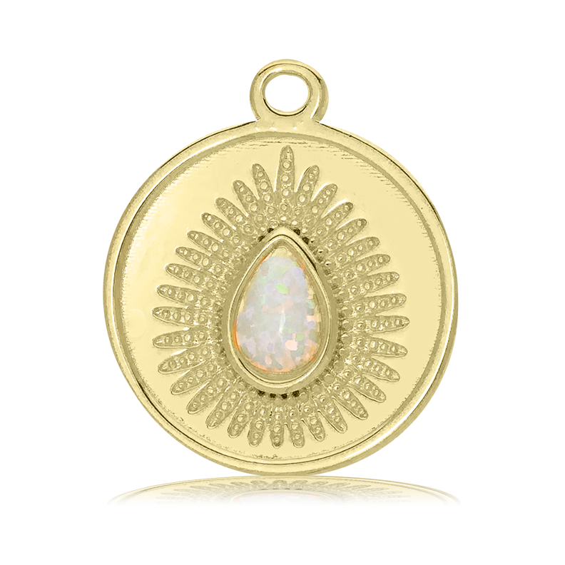 Gold Charm Collection - Aqua Amazonite Gemstone Bracelet with You're One of A Kind Gold Charm