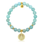 Gold Charm Collection - Aqua Fire Agate Gemstone Bracelet with Guardian Gold Charm
