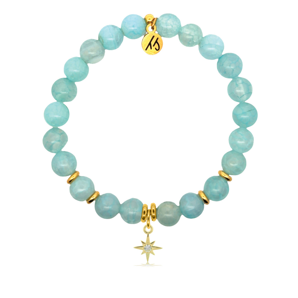 Gold Charm Collection - Aqua Fire Agate Gemstone Bracelet with It's Your Year Gold Charm