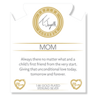Gold Charm Collection - Aqua Fire Agate Gemstone Bracelet with Mom Heart Gold Charm
