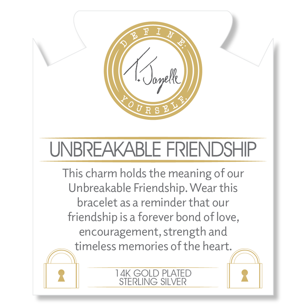 Gold Charm Collection - Aqua Fire Agate Gemstone Bracelet with Unbreakable Friendship Gold Charm