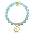 Gold Charm Collection - Aqua Fire Agate Gemstone Bracelet with Wave Gold Charm
