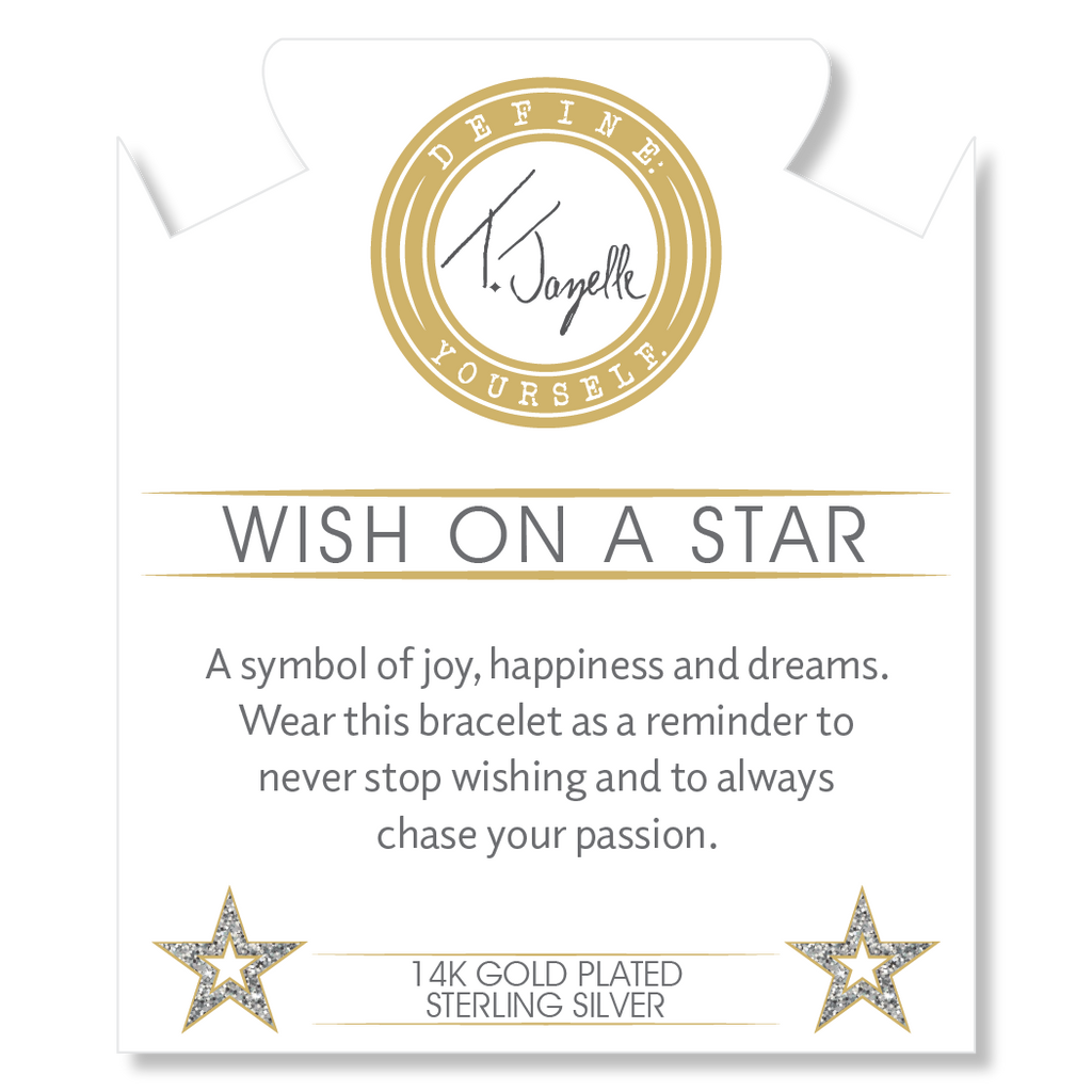 Gold Charm Collection - Aqua Fire Agate Gemstone Bracelet with Wish on a Star Gold Charm