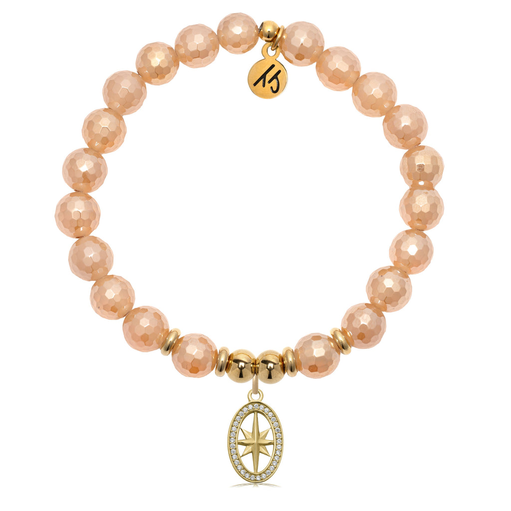 Gold Charm Collection - Champagne Agate Gemstone Bracelet with Unstoppable Gold Charm