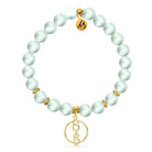 Gold Charm Collection - Green Angelite Gemstone Bracelet with Connection Gold Charm