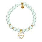 Gold Charm Collection - Green Angelite Gemstone Bracelet with Grandma Heart Gold Charm