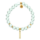 Gold Charm Collection - Green Angelite Gemstone Bracelet with Intentions Gold Charm