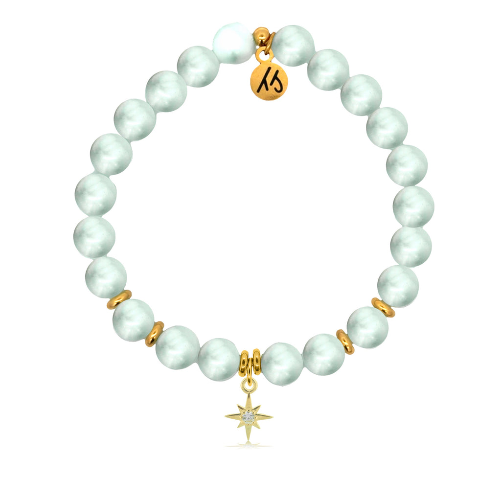 Gold Charm Collection - Green Angelite Gemstone Bracelet with It's You Year Gold Charm