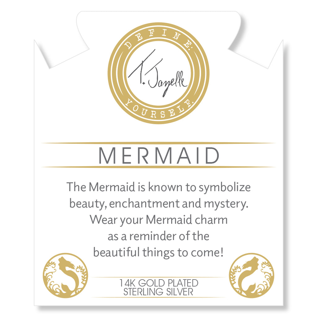 Gold Charm Collection - Green Angelite Gemstone Bracelet with Mermaid Gold Charm