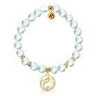 Gold Charm Collection - Green Angelite Gemstone Bracelet with Mermaid Gold Charm