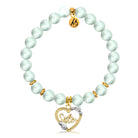 Gold Charm Collection - Green Angelite Gemstone Bracelet with Sister Heart Gold Charm