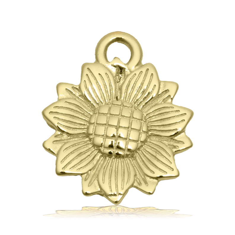 Gold Charm Collection - Green Angelite Gemstone Bracelet with Sunflower Gold Charm