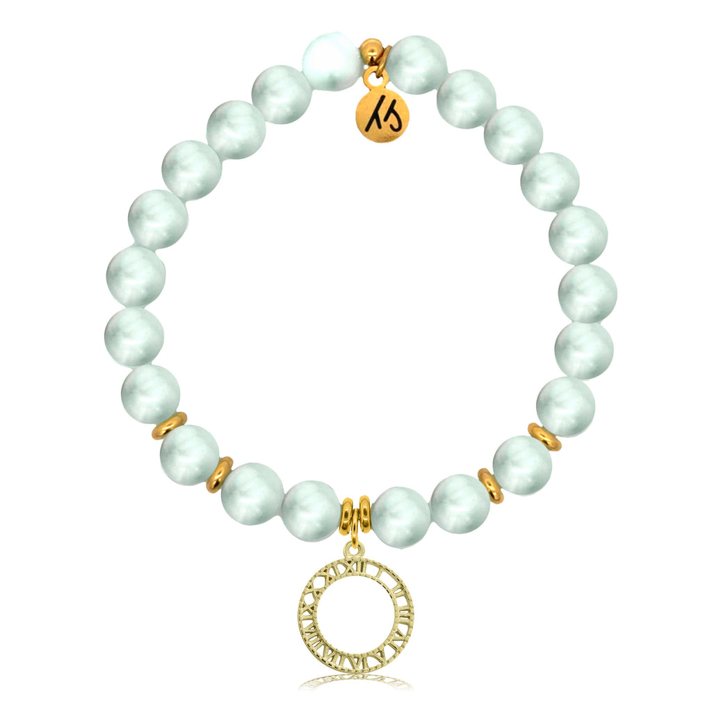 Gold Charm Collection - Green Angelite Gemstone Bracelet with Timeless Gold Charm