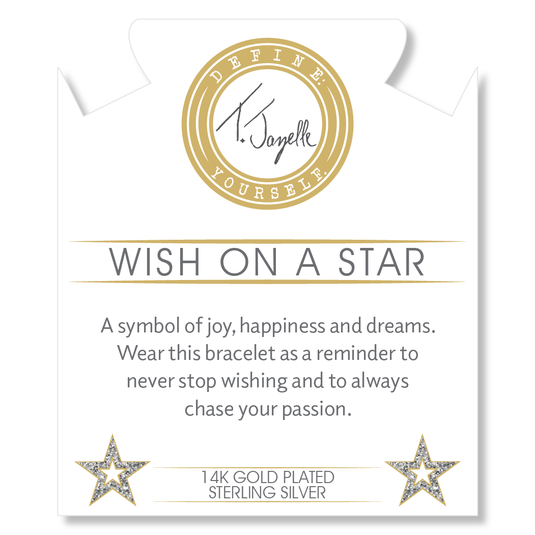 Gold Charm Collection - Green Angelite Gemstone Bracelet with Wish on A Star Gold Charm
