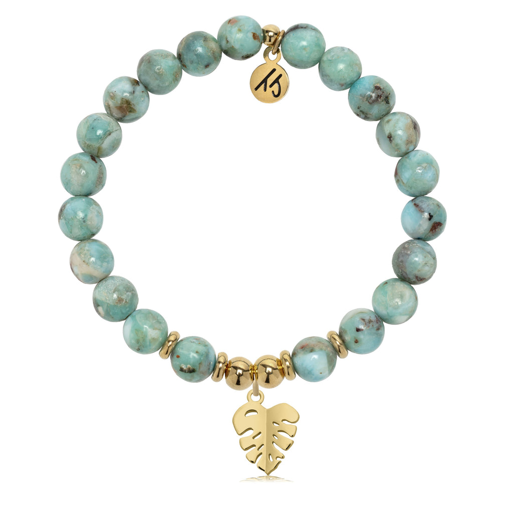 Gold Charm Collection - Larimar Gemstone Bracelet with Paradise Gold Charm