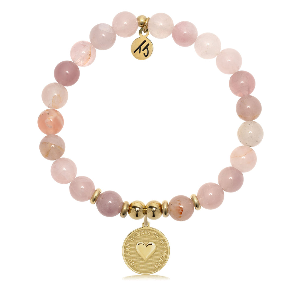 Gold Charm Collection - Madagascar Quartz Gemstone Bracelet with Always in My Heart Gold Charm