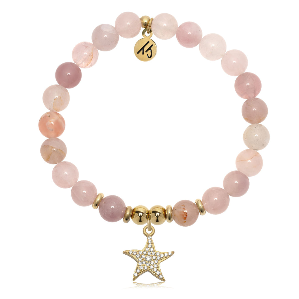 Gold Charm Collection - Madagascar Quartz Gemstone Bracelet with Starfish Gold Charm