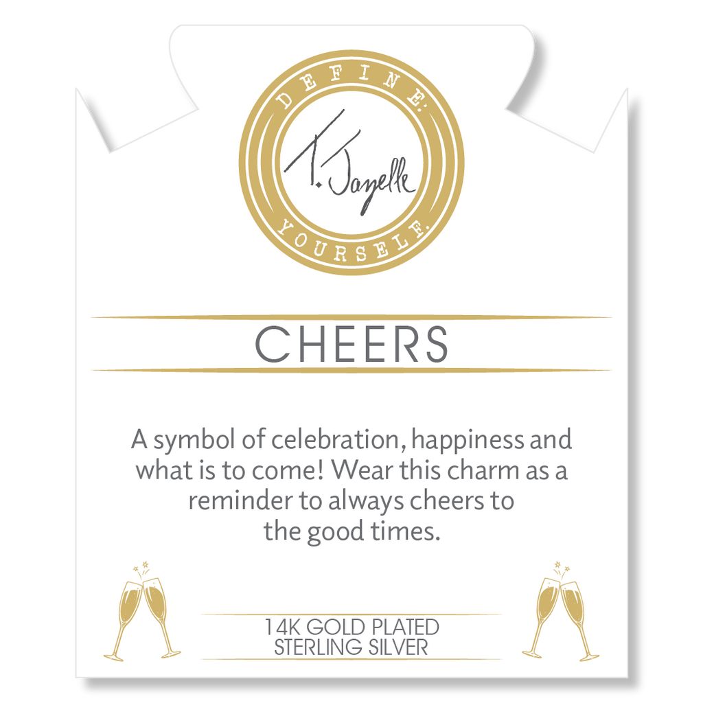 Gold Charm Collection - Multi Amazonite Gemstone Bracelet with Cheers Gold Charm