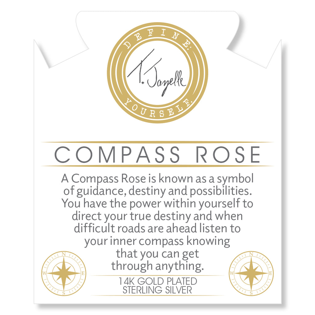 Gold Charm Collection - Multi Amazonite Gemstone Bracelet with Compass Rose Gold Charm