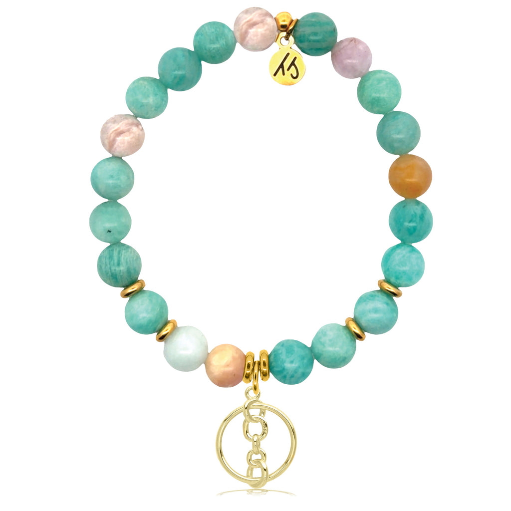 Gold Charm Collection - Multi Amazonite Gemstone Bracelet with Connection Gold Charm