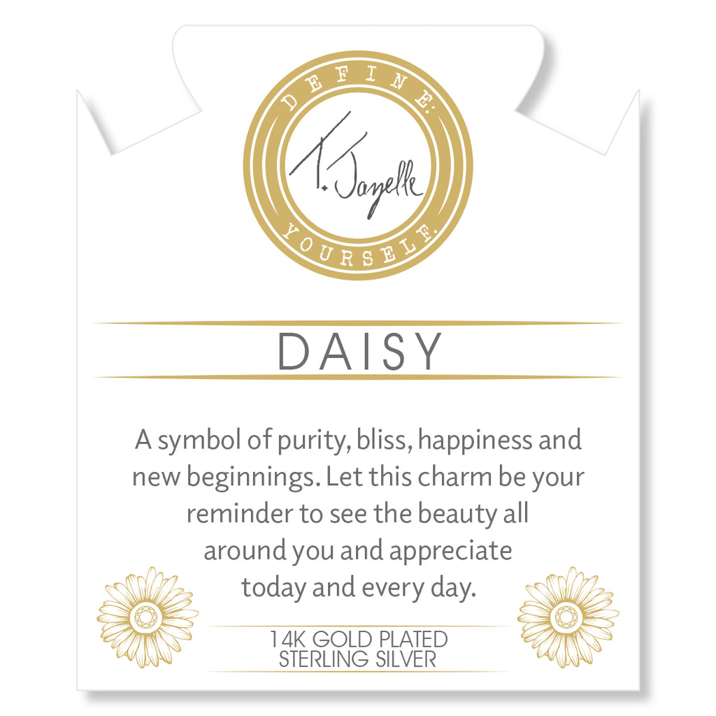 Gold Charm Collection - Multi Amazonite Gemstone Bracelet with Daisy Gold Charm