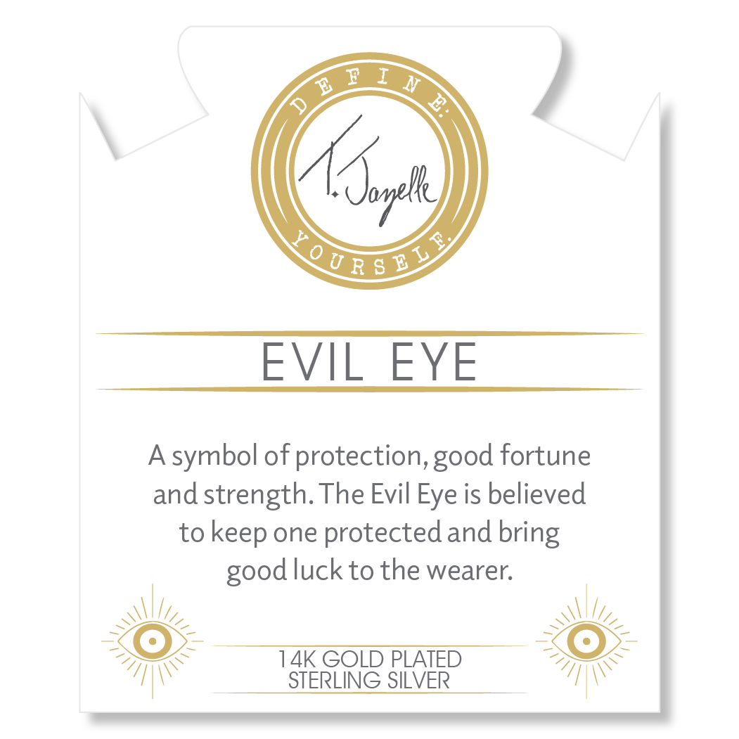 Gold Charm Collection - Multi Amazonite Gemstone Bracelet with Evil Eye Gold Charm
