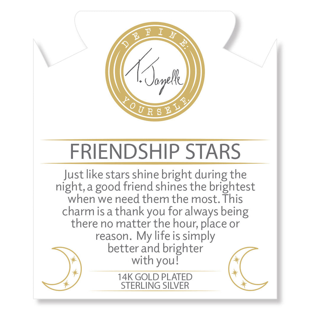 Gold Charm Collection - Multi Amazonite Gemstone Bracelet with Friendship Stars Gold Charm