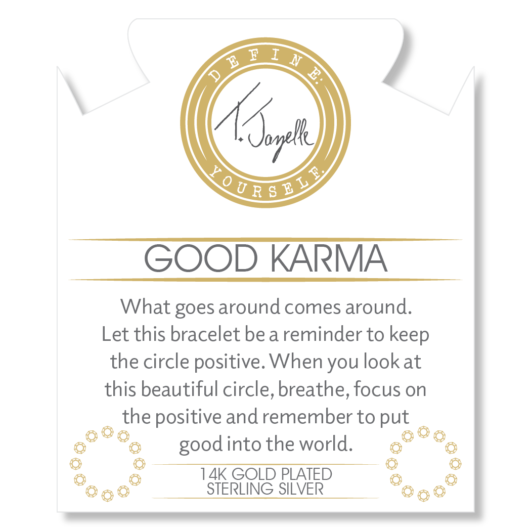 Gold Charm Collection - Multi Amazonite Gemstone Bracelet with Good Karma Gold Charm