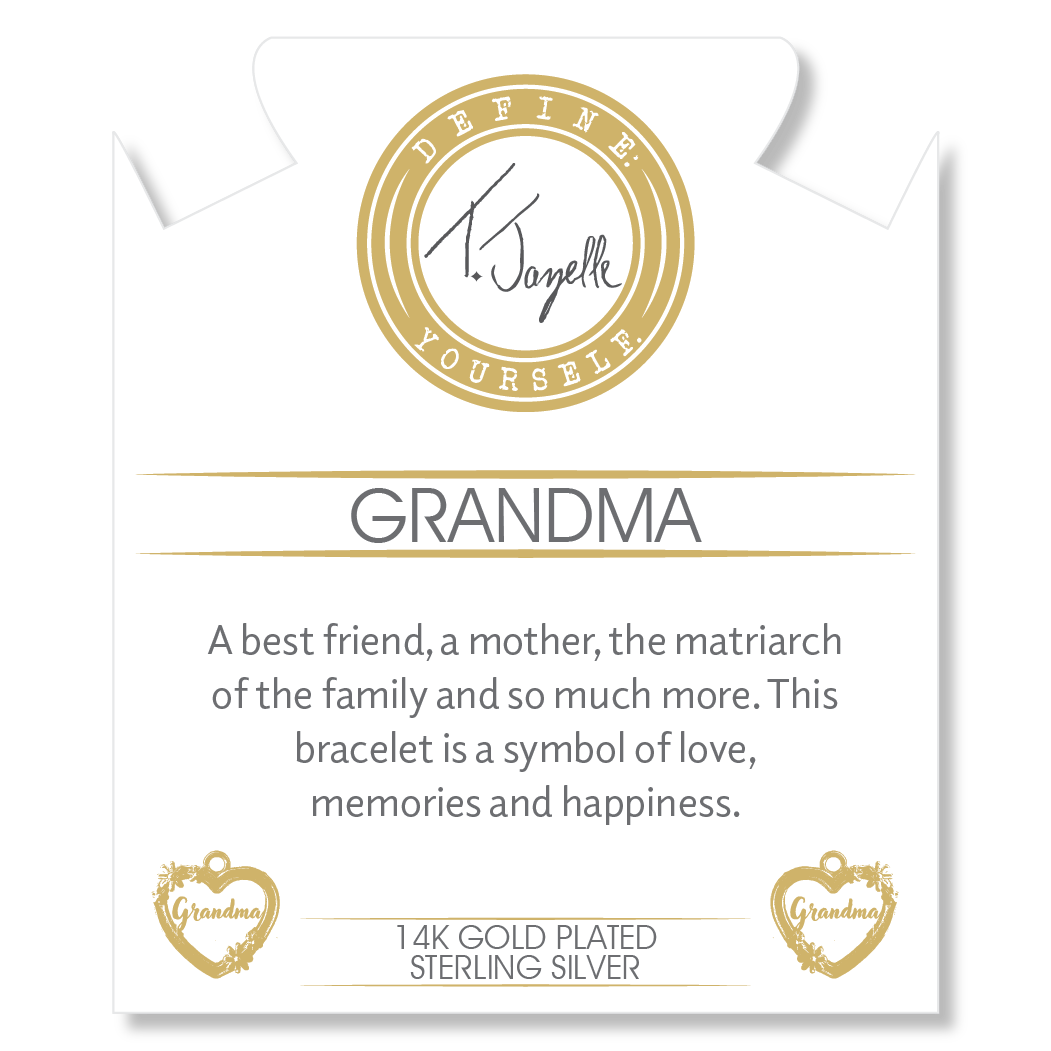 Gold Charm Collection - Multi Amazonite Gemstone Bracelet with Grandma Heart Gold Charm