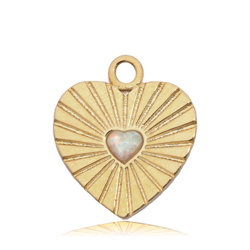 Gold Charm Collection - Multi Amazonite Gemstone Bracelet with Heart Opal Gold Charm