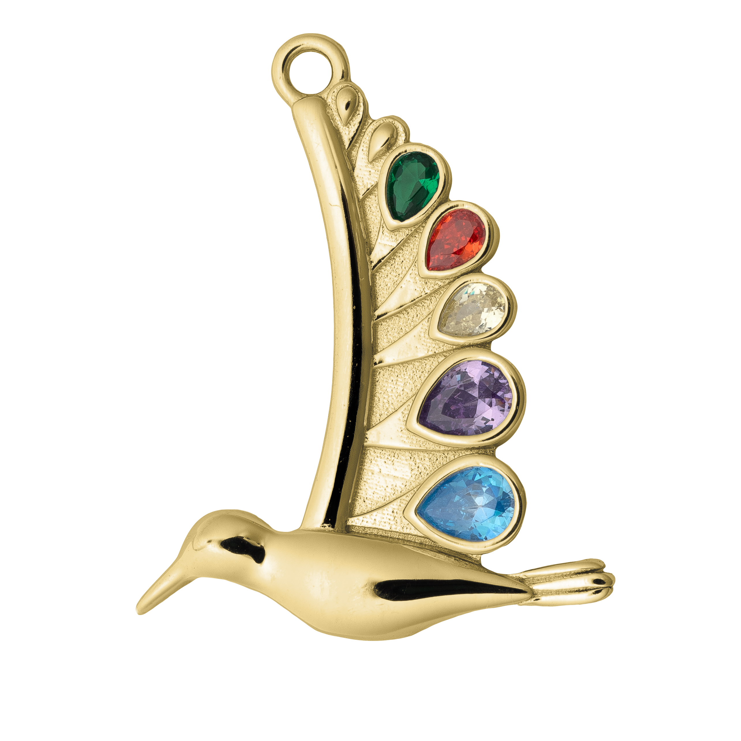 Gold Charm Collection - Multi Amazonite Gemstone Bracelet with Hummingbird Gold Charm