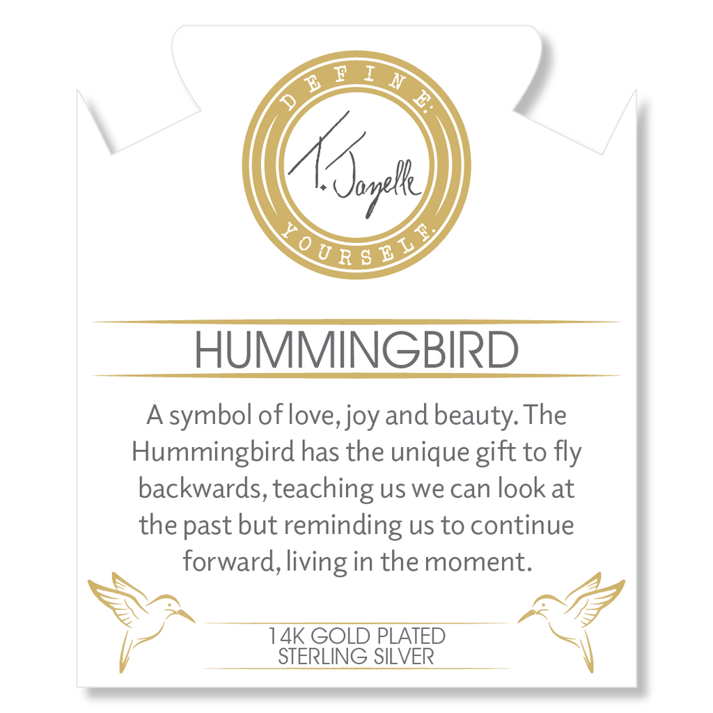 Gold Charm Collection - Multi Amazonite Gemstone Bracelet with Hummingbird Gold Charm