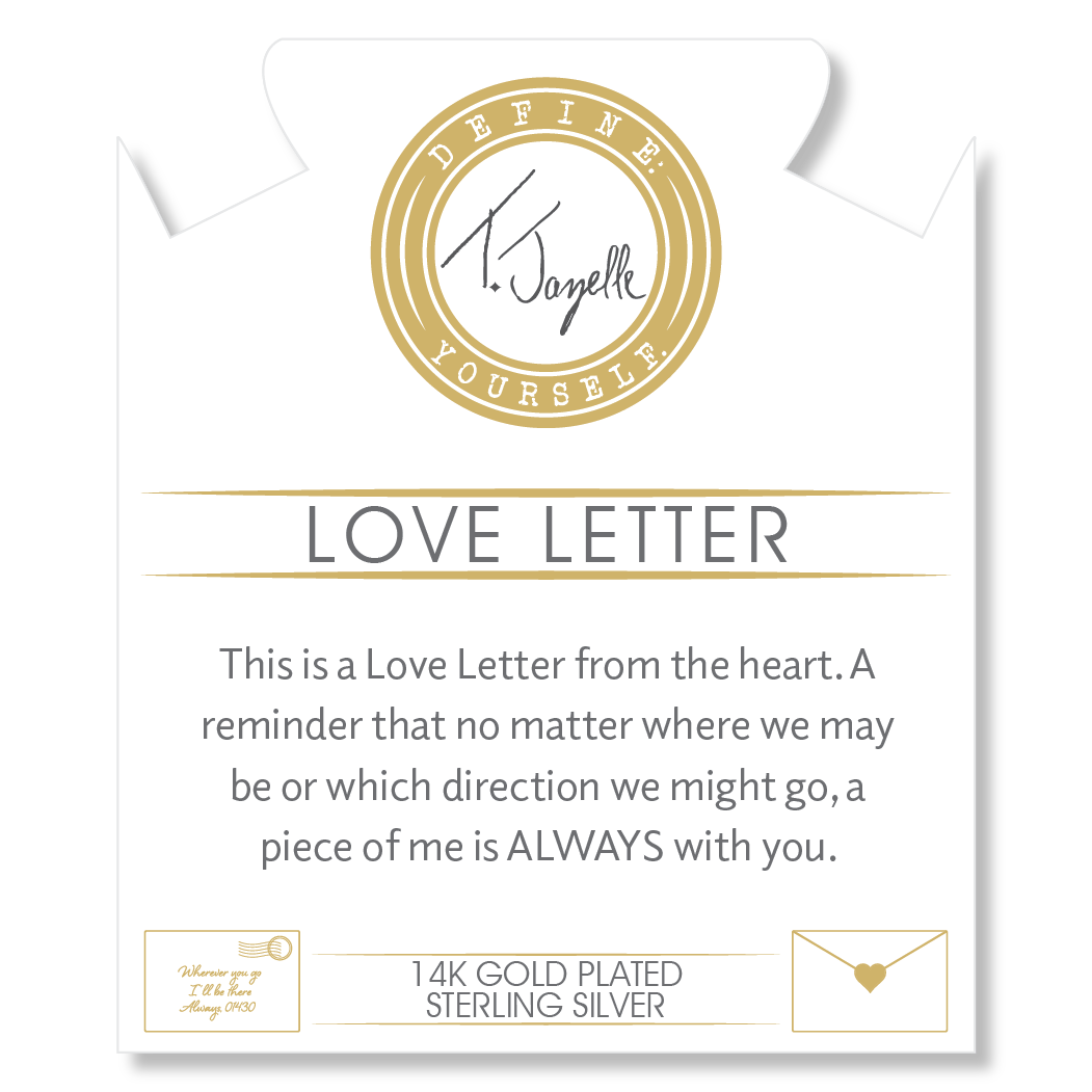 Gold Charm Collection - Multi Amazonite Gemstone Bracelet with Love Letter Gold Charm