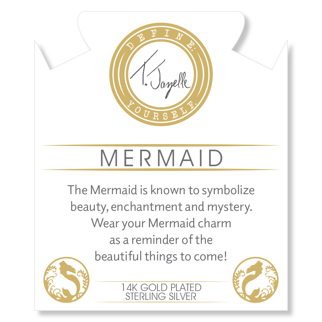 Gold Charm Collection - Multi Amazonite Gemstone Bracelet with Mermaid Gold Charm